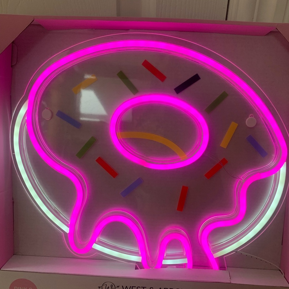 Pink Neon Sprinkle Donut Light